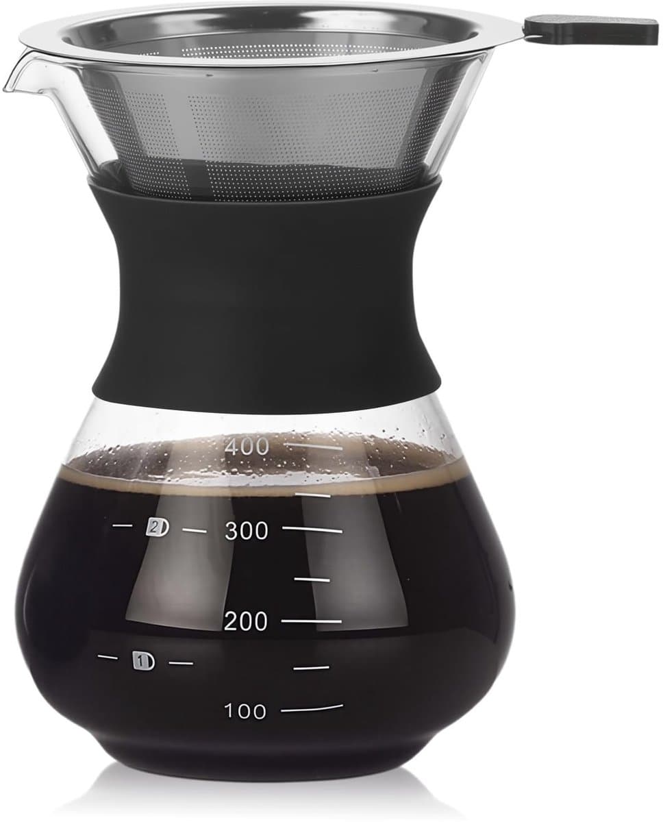 Dailygoods- Koffiezetapparaat 2-3 Kop - Giet Over Koffiezetapparaat - Glazen Pot - Roestvrij Stalen Koffiefilter - Compact Ontwerp - Drip Coffee Maker — afbeelding 1