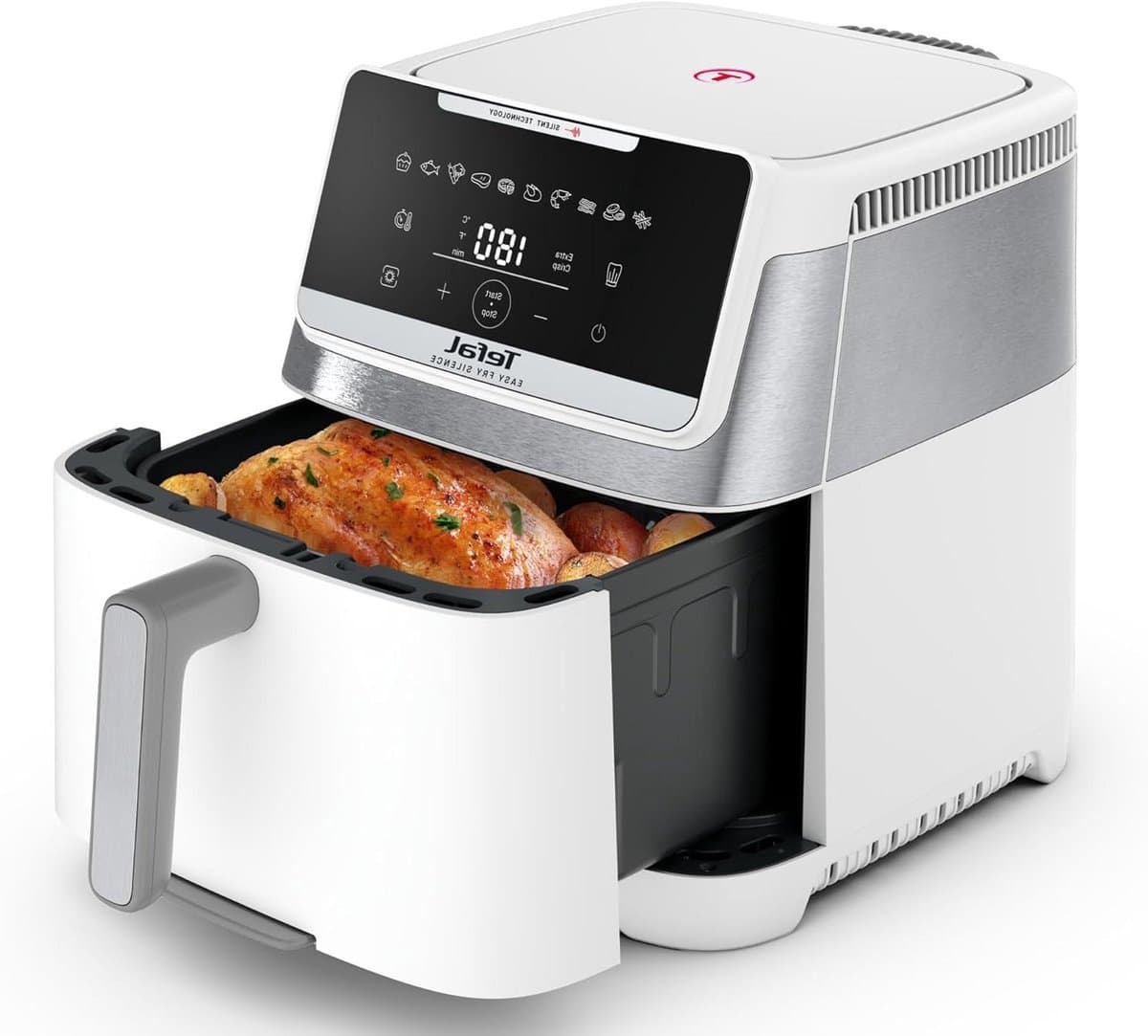 Stille Airfryer - Heteluchtfriteuse XXL - Gezond Koken - Silent Technology - 7 Liter - Wit — afbeelding 1