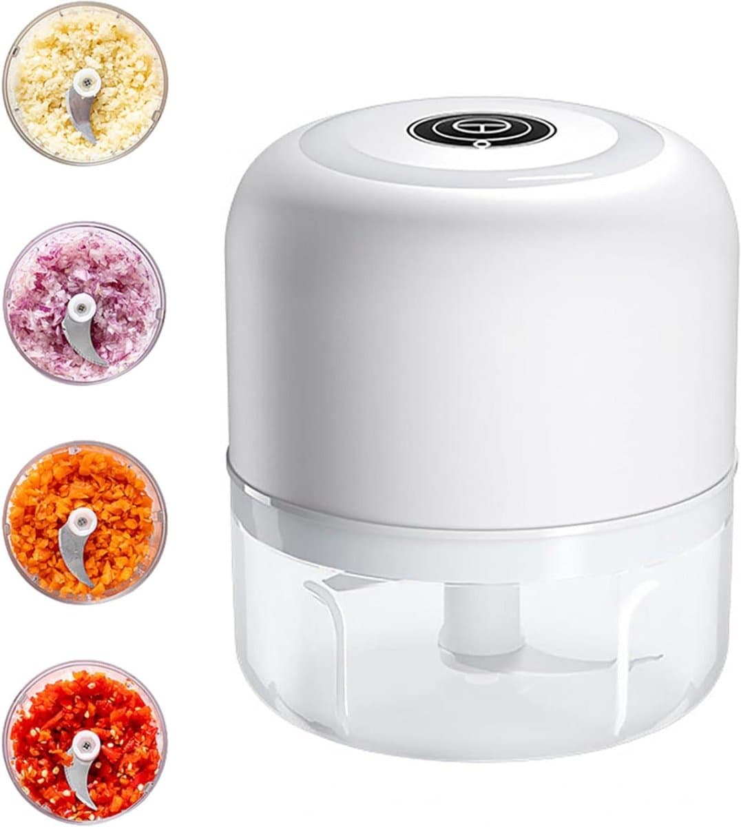 Mini Keukenmachine - Voedselhakker - Snel Ingrediënten Snijden - Draadloos USB Opladen - 100 ml - Wit — afbeelding 1
