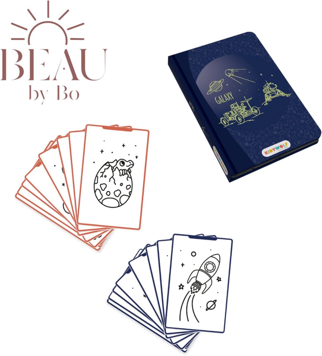 BEAU by Bo Kidywolf Kidydraw Mini Tekenboek met LCD-scherm Galaxy + Refill Galaxy & Dinosaurussen — afbeelding 1