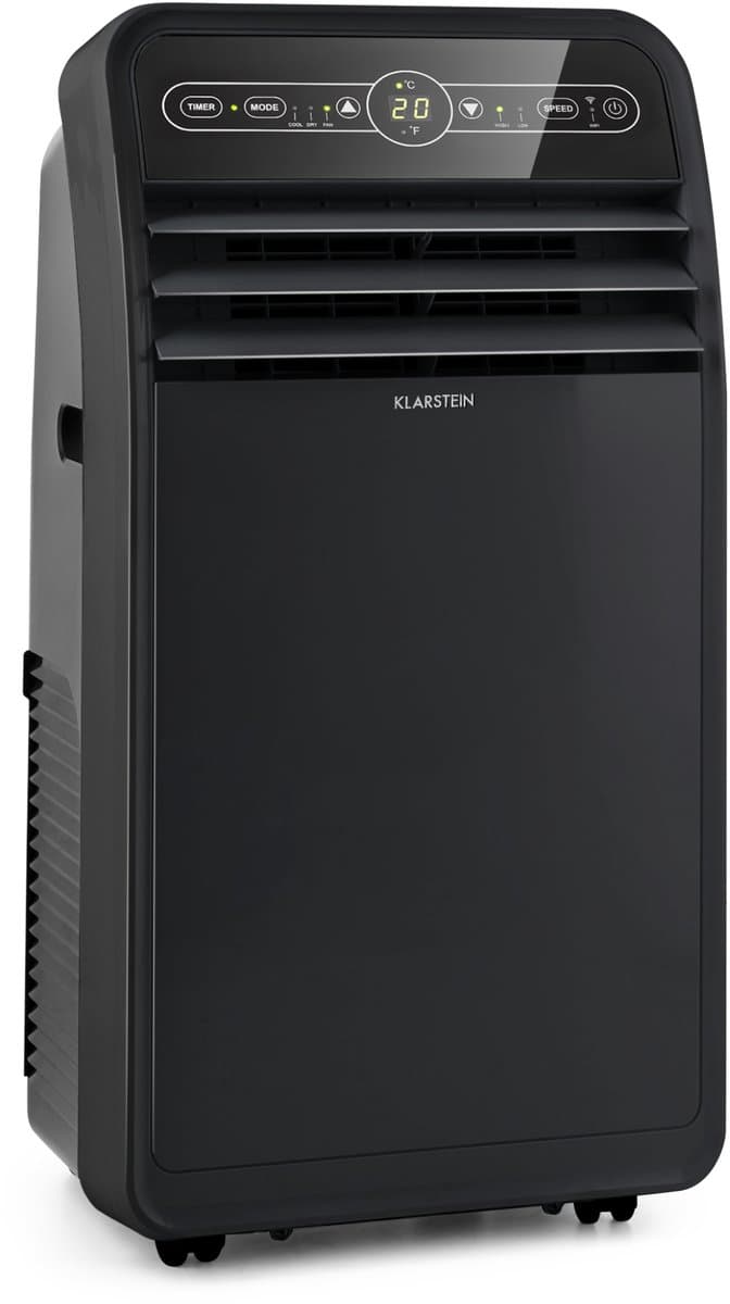 Klarstein mobiele airconditioner met luchtafvoerslang, 4-in-1 airconditioner met ventilator, luchtontvochtiger & nachtmodus, kleine & draagbare airconditioner voor thuis & op kantoor, app-bediening, 7000 BTU,1 kW voor 23 m² - Afstandsbediening — afbeelding 1