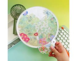 Ronde opvouwbare ventilator set - 2 stuks, handwaaier met bloemenpatronen voor zomer en bruiloften