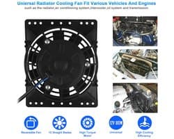 Universele Auto Koelventilator 10 Inch 12V 80W – Elektrische Ventilator voor Auto en Vrachtwagen