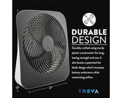 Draagbare 10 Inch Desktop Batterijventilator met Luchtcirculatie en 2 Koelsnelheden
