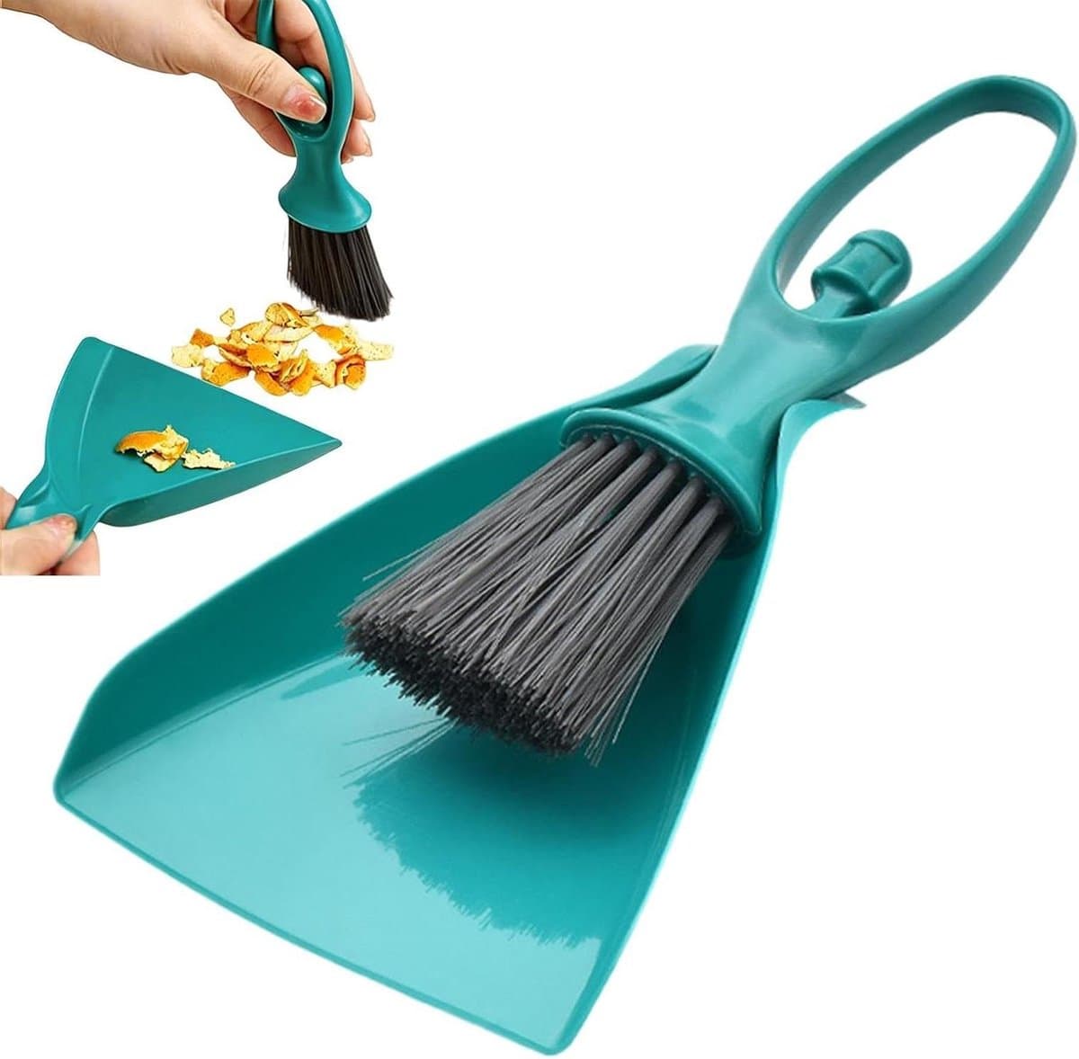 Kleine Stoffer Blik - Bureau Bezem - Snel Opruimen - Geurloos Veilig Materiaal - 11x23.5 cm - Groen — afbeelding 1
