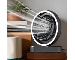 Bureauventilator - Tafelventilator - Persoonlijke Koeling - Dimbare Make-uplamp - 23.2 cm Breed - Zwart