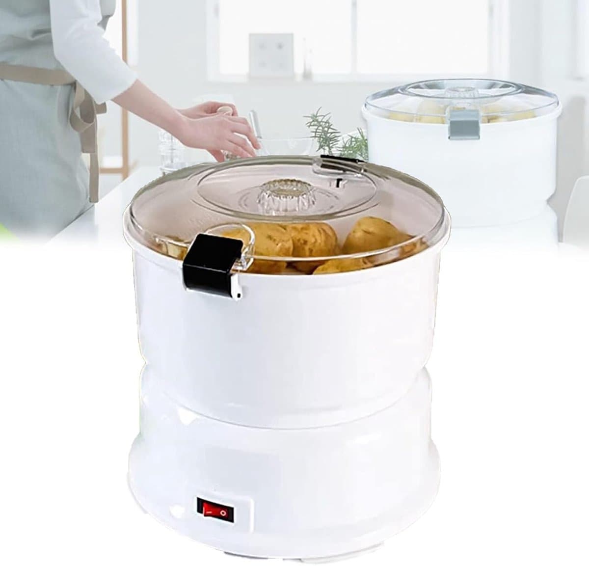 Automatische Aardappelschilmachine - Elektrische Schiller - Snel Groenten Schillen - Dubbele Functie - 85W Vermogen - Wit — afbeelding 1