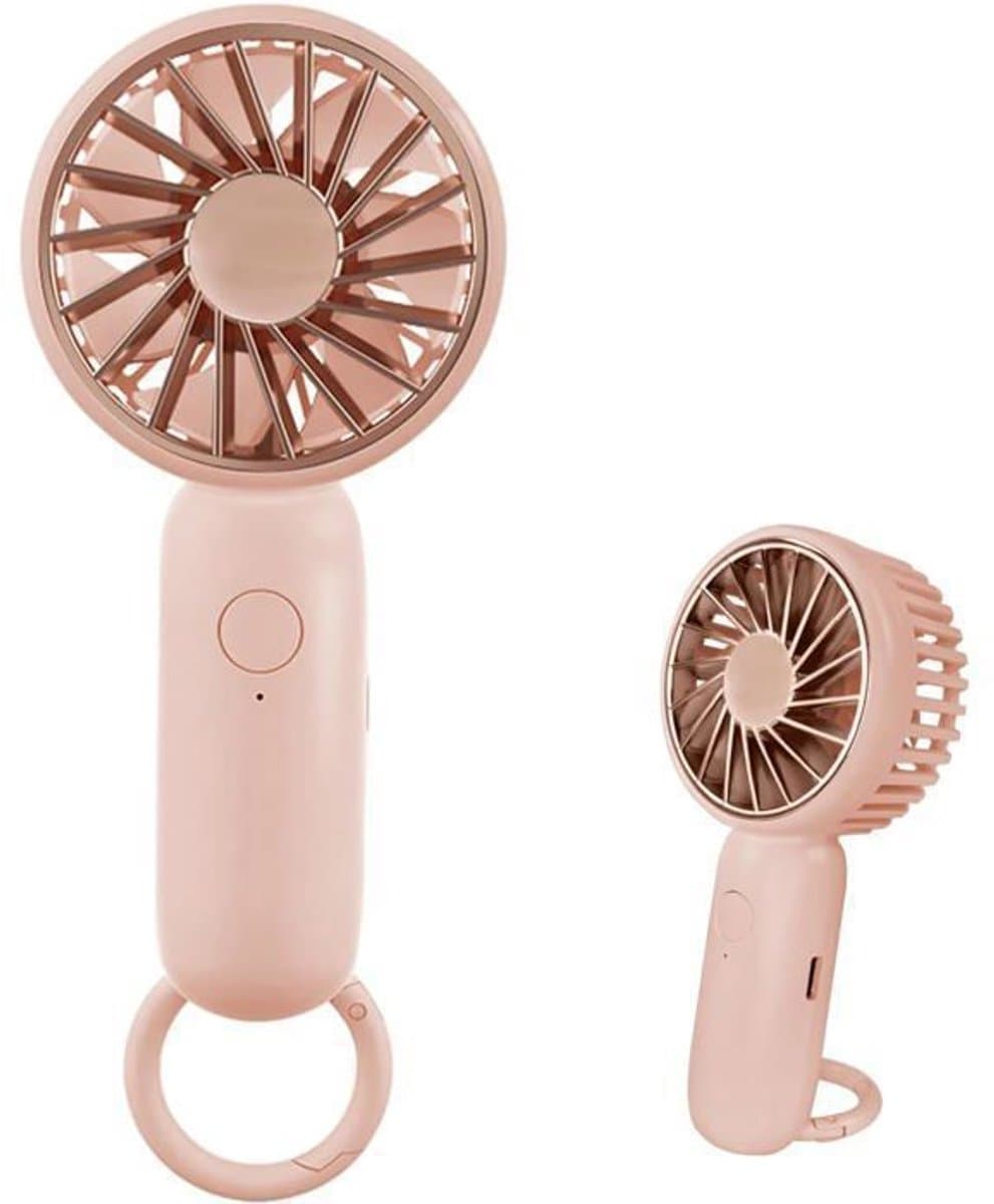 LISM-Oplaadbare mini-bureauventilator via USB. Lichtgewicht en krachtig, inclusief draagkoord, roze. Geschikt voor zowel binnen- als buitengebruik. — afbeelding 1