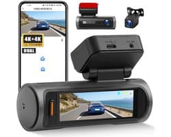 4K Dashcam - Zwart - 3,19 inch - Dubbel Camera Systeem met Nachtzicht - Voor Auto's