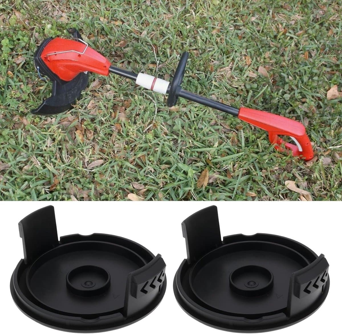 SnelShoppen - 2 Stuks Grasmaaier Spoelkap 86x34mm Geschikt voor Homelite UT41112 UT41121 UT41120 UT41113 UT41122 UT41112B Met Duurzaam Zwart Plastic — afbeelding 1