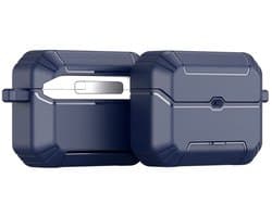 Dux Ducis Hoesje Geschikt voor AirPods Pro 3 (2025) | PECS Series | Beschermhoes met Standaard en Haak | Schokbestendige Case | Volledige Bescherming | Blauw