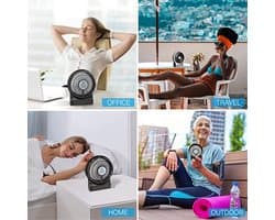 Draagbare Mini Bureauventilator met 3 Snelheden en Oplaadbare Batterij