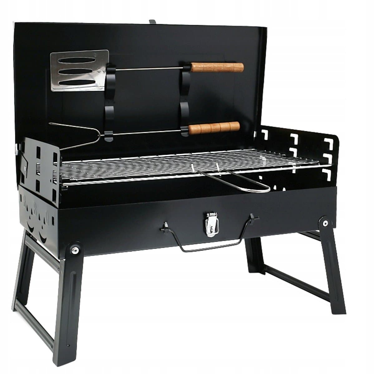 Draagbare Grill in Koffer 42x22cm + Grillaccessoires — afbeelding 1