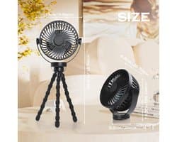 Draagbare Ventilator voor Kinderwagen met LED Licht, Oplaadbaar en Stil