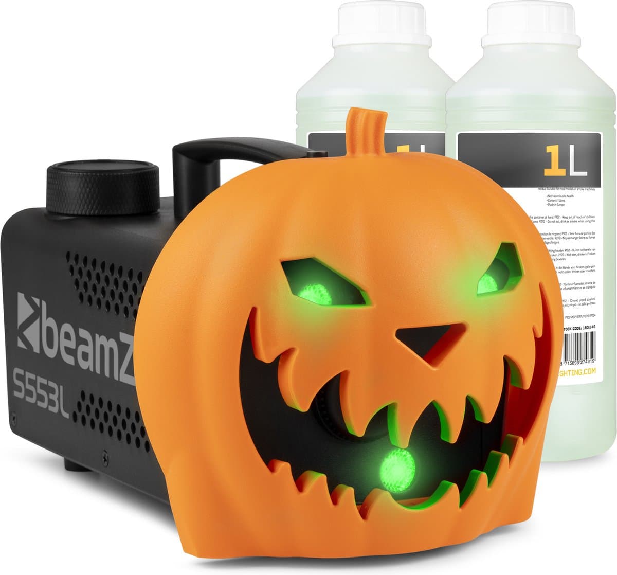 BeamZ Rookmachine Halloween - Pompoen met lichteffecten en 2 liter vloeistof - Voor Halloweenfeesten — afbeelding 1