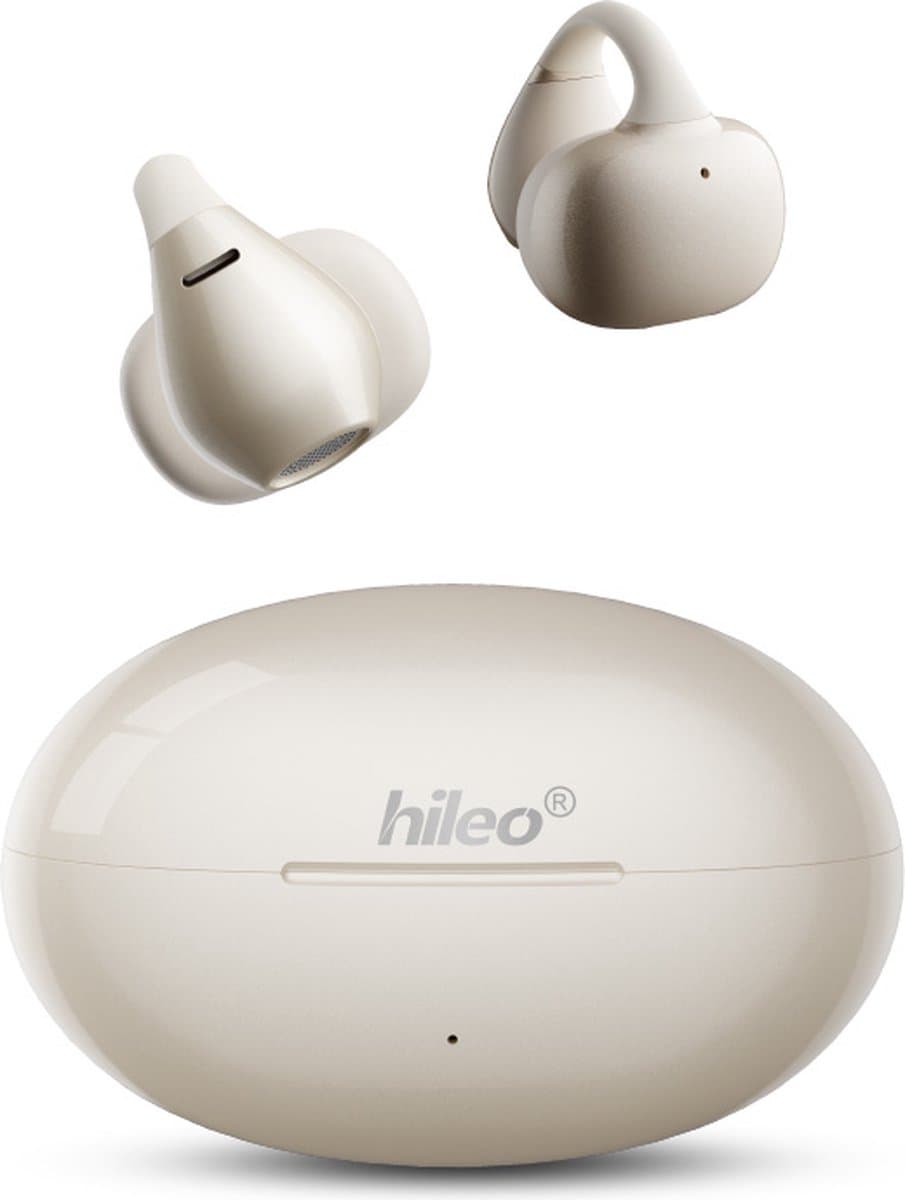 hileo hi86 - Draadloze Oordopjes met Oplaadcase – Beige - Ear clip Air Conduction - Sport - Open-Ear - Bluetooth V5.4 – Draadloze oortjes – Geschikt voor IOS/Android - HD audio — afbeelding 1