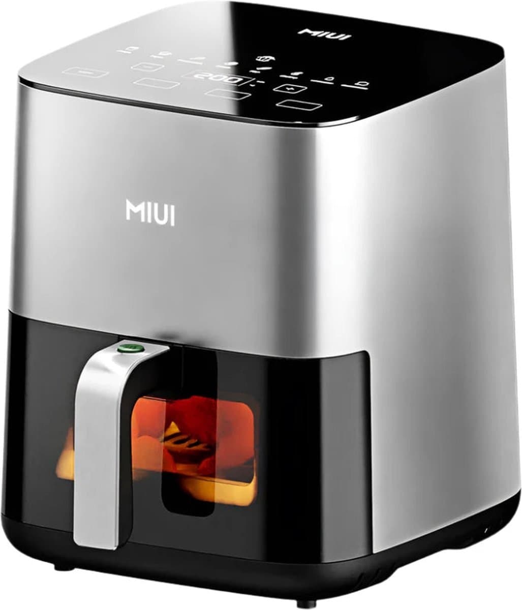 MIUI 5L- Airfryer- Airfryer XL- met Touch Control & Nonstick mandje & zichtbaar venster- Lichtgrijs — afbeelding 1