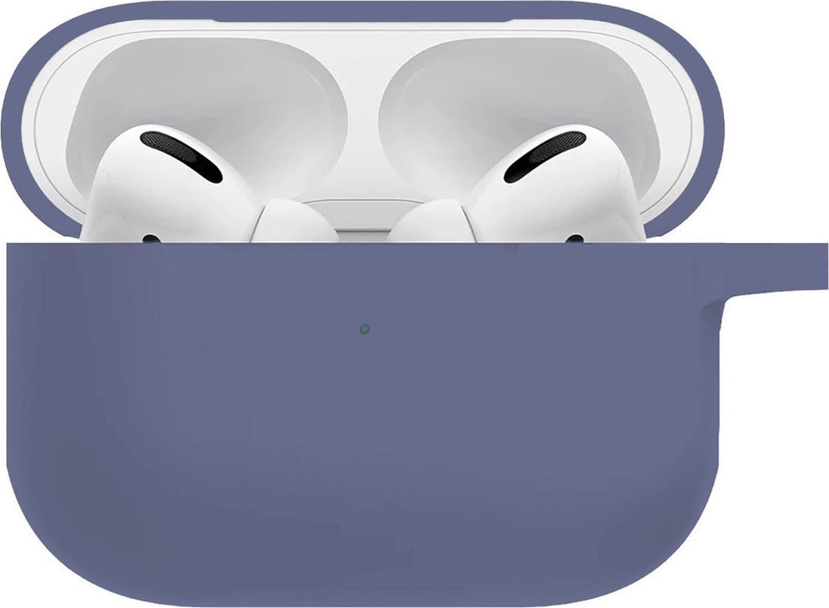 Hoesje - Geschikt voor Apple AirPods Pro 2 - met Clip - Siliconen Hoes - Silicone Case Cover - Grijsblauw — afbeelding 1