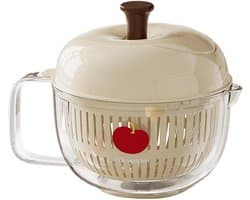 Fruit Wasmachine - Groente Spinner - Maaltijd Voorbereiding - Handgedraaid Mechanisme - 21 x 17 cm - Wit