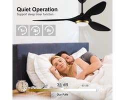 Moderne Plafondventilator - Ventilator met Licht - Comfort in Huis - Stille DC-motor - 132 cm - Zwart-Goud