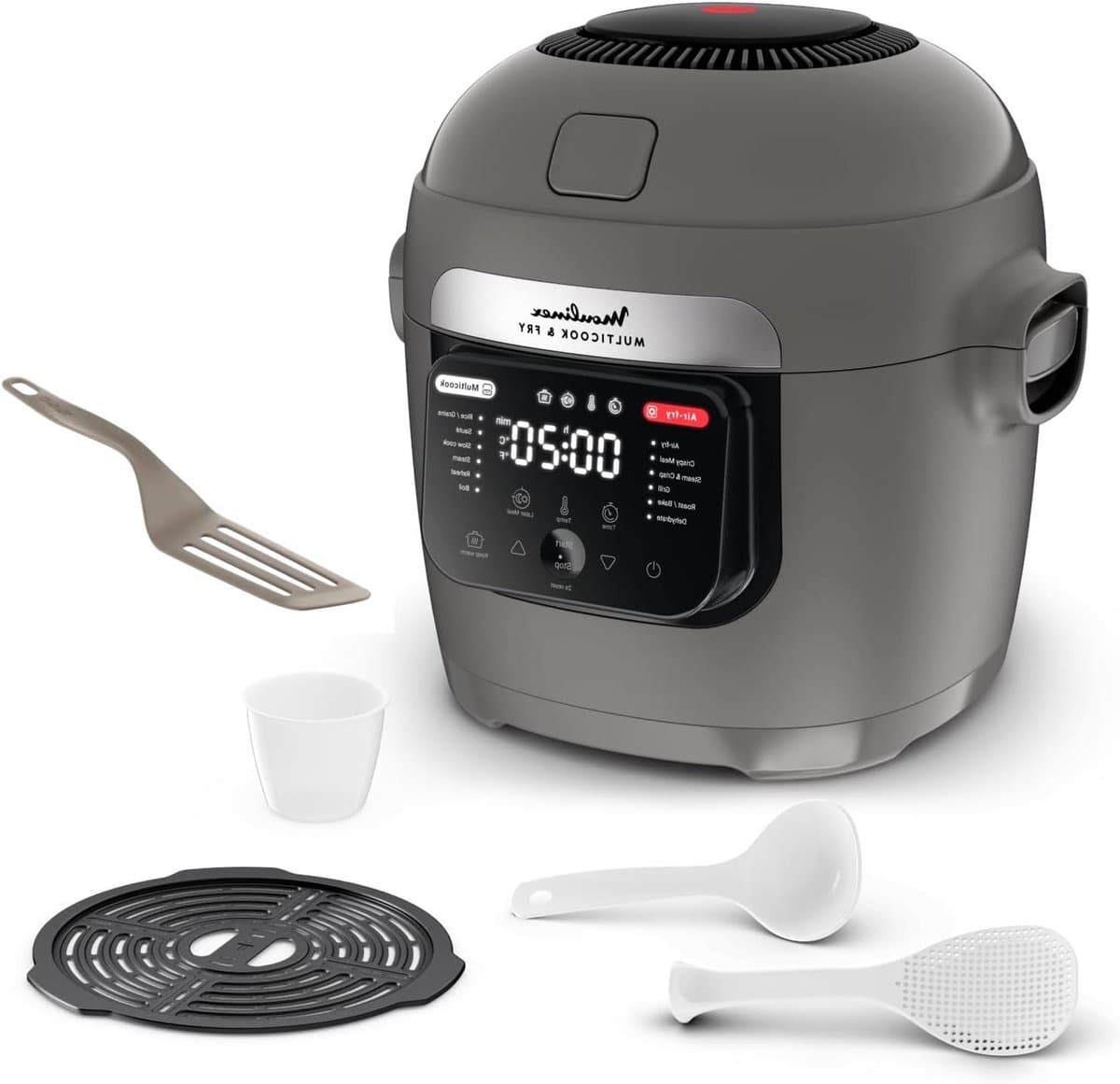 Multikoker Airfryer - Alles-in-één Keukenapparaat - Gezonde Maaltijden Bereiden - 12 Kookprogramma's - 6 Liter Capaciteit - Grijs — afbeelding 1