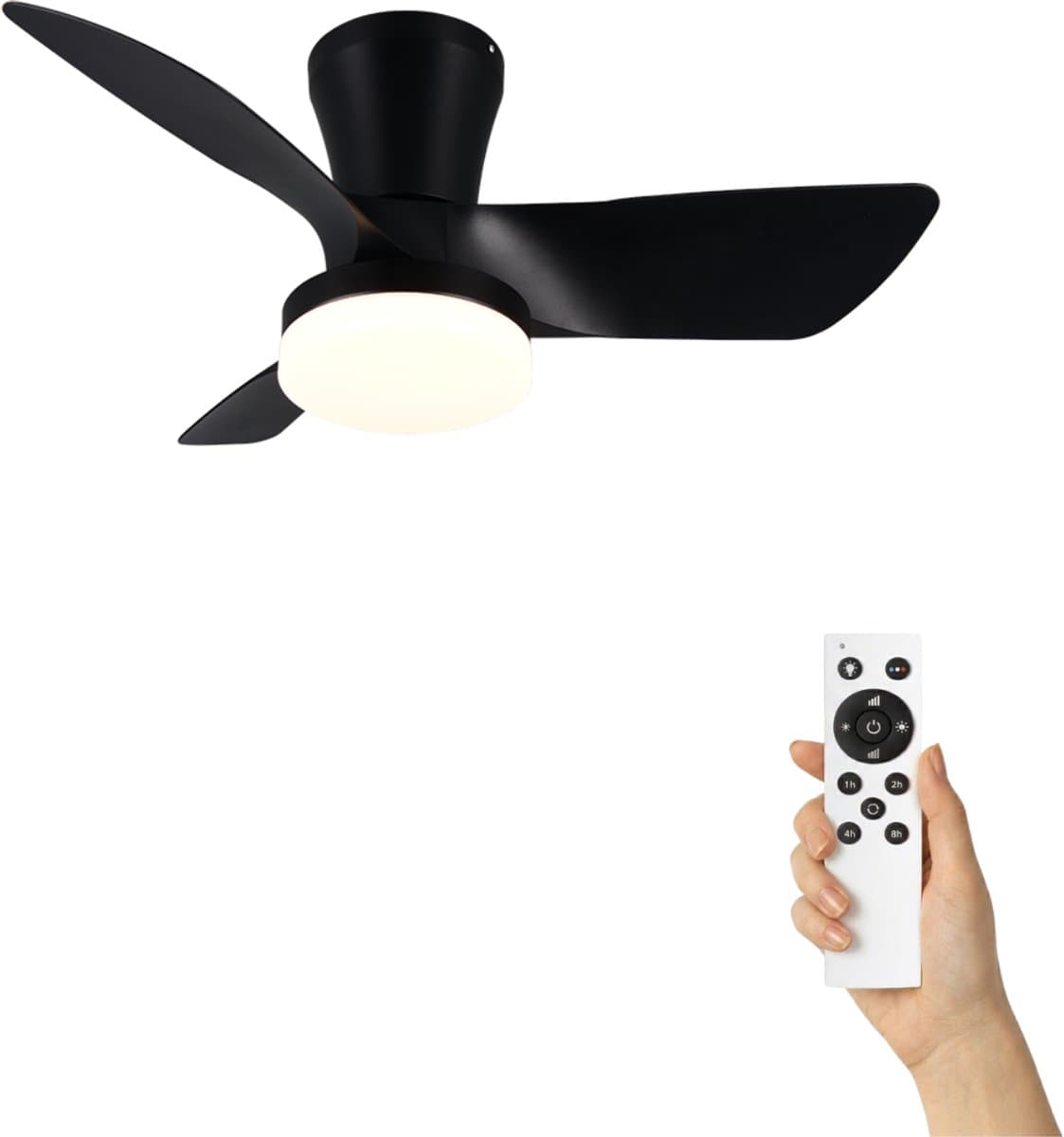 Fantiluxe - Annika - Plafondventilator met verlichting - Zwart - Ø76cm - Afstandsbediening - Met lamp - Plafond ventilator - Slaapkamer — afbeelding 1