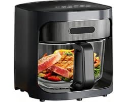 Glazen Airfryer - Hete Lucht Frituurpan - Gezond Koken - Doorzichtige Kom - 6 Liter - Zilver