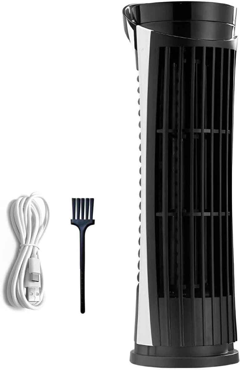 Kleine tafelventilator Torenventilator Airconditioning Fans voor thuis Woonkamer Slaapkamer USB Bureauventilator Tafellamp 2 snelheden Stil, Zwart — afbeelding 1