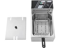 Professionele Friteuse - Enkele Sleuf - Thuis Frituren - Instelbare Temperatuur - 6 Liter Capaciteit - Zilverkleurig
