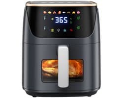 Waves- Airfryer - Airfryer oven - Airfryer XL - Friteuse - Zichtbare luchtfriteuse - Kleur zwart - Geschikt voor 4 tot 6 personen