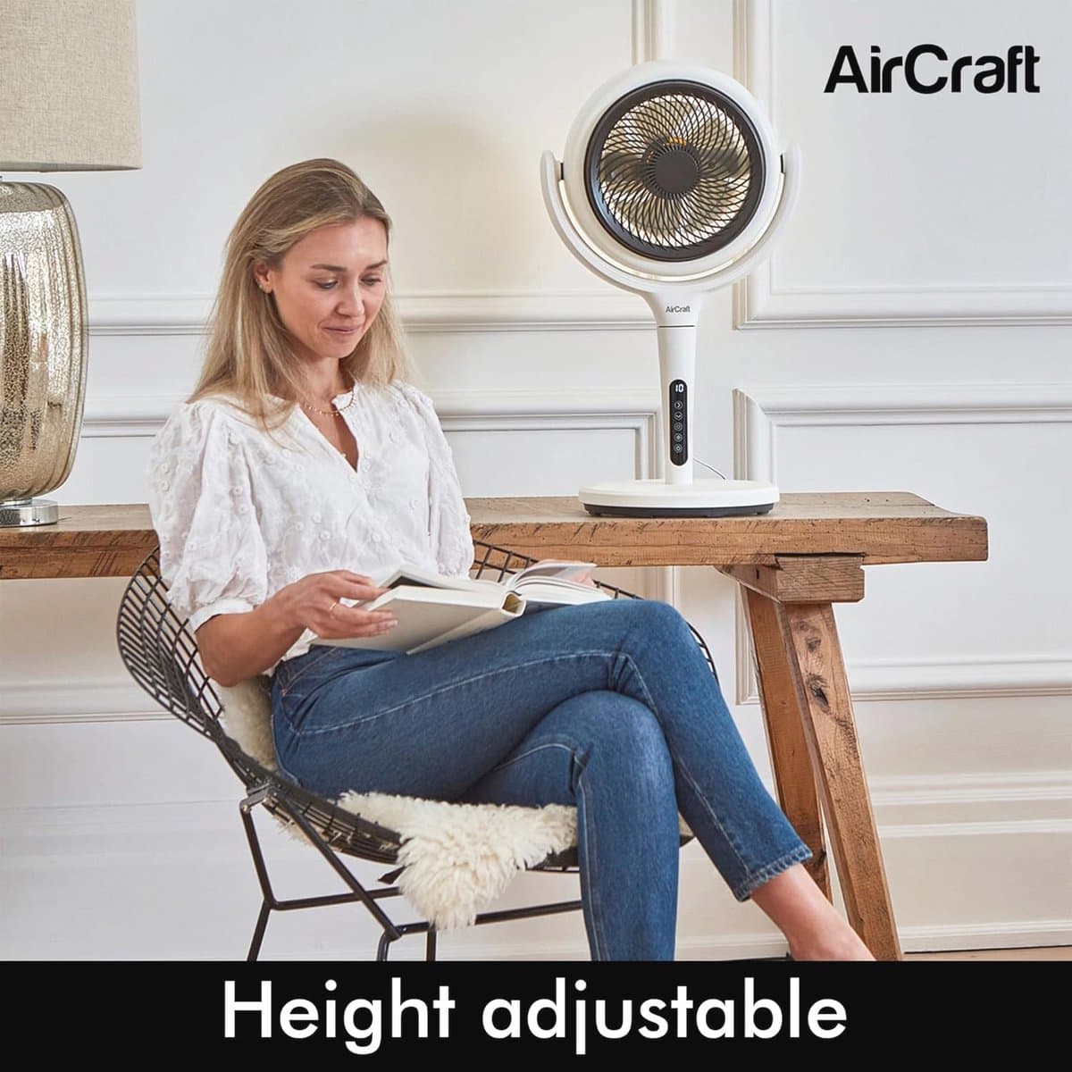 Efficiënte Home Ventilator met Afstandsbediening en LED Verlichting - 3D Oscillatie — afbeelding 1