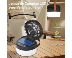 Dimbare Solar Campinglamp met Ventilator en 4 Lichtmodi