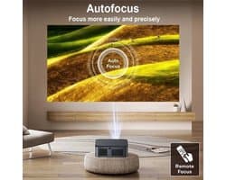 Xiwbsy - Beamer - Projector Beamer - Projector 4k - 1080P - Automatische focus - met WiFi 6 - 25000 Lumens - Buiten- en thuisprojector - Android 4K - Zwart