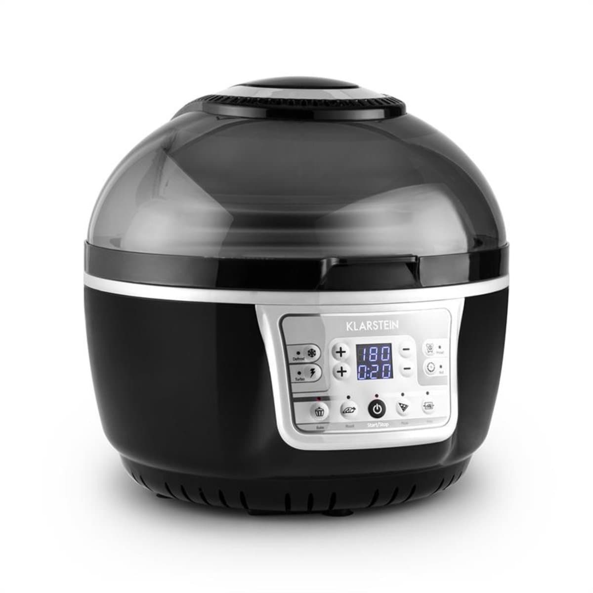 Klarstein VitAir heteluchtfriteuse, 1400 watt, vetvrij frituren + bakken + grillen + roosteren, halogeen-infrarood-verwarmingselement, automatisch, antiaanbaklaag, zwart — afbeelding 1