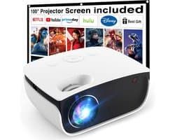 SnelShoppen - Mini-beamer 7500 Lumen, Draagbare Projector 1080p Full HD, Retroprojector voor Thuisbioscoop, Compatibel met iOS/PS5/Android/TV-stick, I