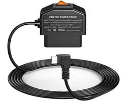SnelShoppen - Dash Cam OBD Hardwire Kit voor 12-24V naar 5V/3A met Laag Voltage Bescherming, 24-Uur Parkeer Monitoring, ACC Modus voor Dashcam en GPS