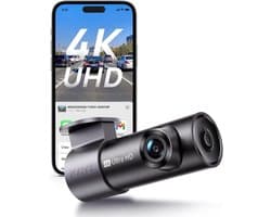 Dashcam voor auto - Zwart - 9,3 x 4,6 x 4,3 cm - 4K Ultra HD Mini Dashcam met Nachtzicht en Wi-Fi - Voor Voertuigbewaking