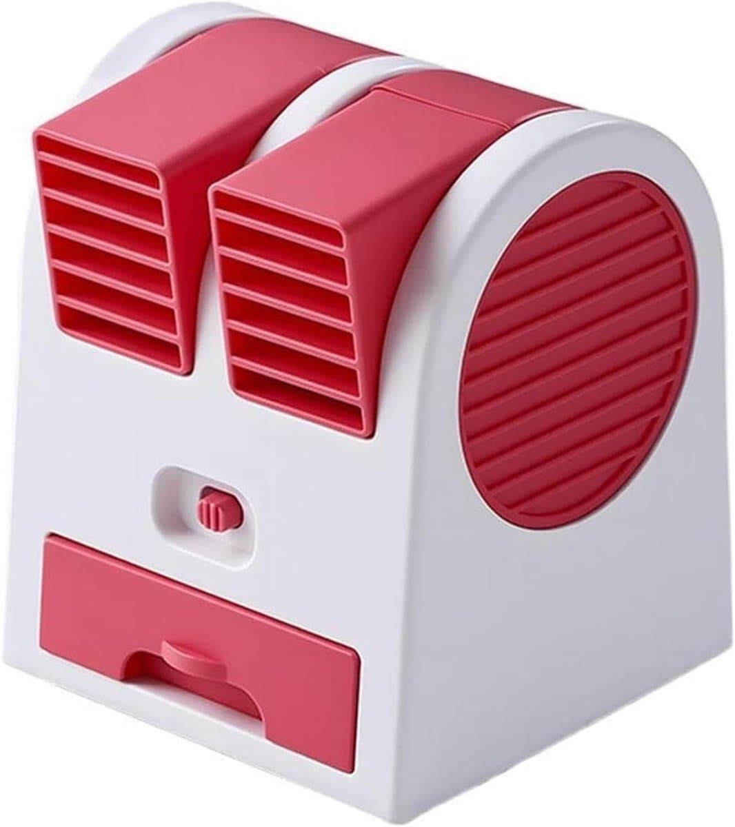 Stille mini-bureauventilator, oplaadbaar via USB, draagbaar ontwerp, geschikt voor dagelijks gebruik in studentenkamers, kantoren en woningen - Rood — afbeelding 1