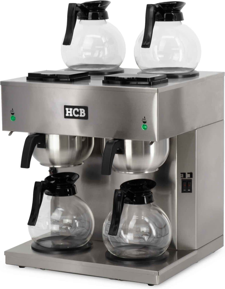 HCB® - Professionele Horeca Koffiezetapparaat - 2 x 1,8 liter - 2 x 230V - RVS / INOX - Filter machine voor koffie - Filtermachine - Filterkoffie - 40.5x40.5x45.5 cm (DxBxH) - 9 kg - 1714 — afbeelding 1