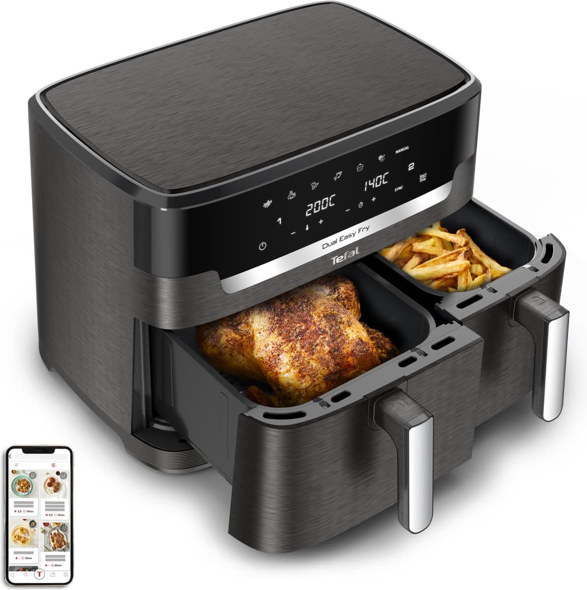 Tefal EY942H Easy Fry Dual XXL Airfryer Grijs — afbeelding 1