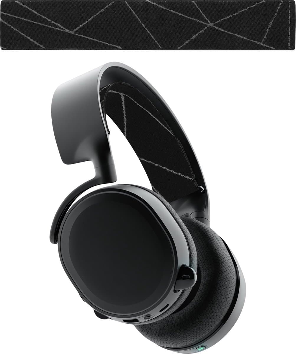 kwmobile vervangende koptelefoonband voor SteelSeries Arctis 3 / Arctis 5 koptelefoon band - Nylon zachte hoofdband voor hoofdtelefoon in zwart / grijs — afbeelding 1