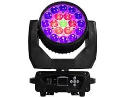 Discolamp - Party Lights - Disco licht - Party Laser - Podiumverlichting - Mini LED & Laser Party Lamp - 19x15W Zoom & DMX-compatibel - Discobal - Beam+Wash RGBW Moving Head Lich - met Flight Case - 1 Stuk — afbeelding 1