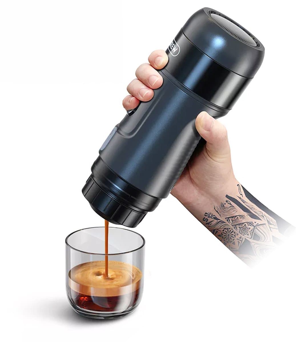 HiBREW H4A-kit 80W draagbare autokoffiezetapparaat met standaard, DC 12V 15 bar extractie, warm / koud 3-in-1 capsule-koffiezetapparaat - zwart — afbeelding 1