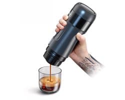 HiBREW H4A-kit 80W draagbare autokoffiezetapparaat met standaard, DC 12V 15 bar extractie, warm / koud 3-in-1 capsule-koffiezetapparaat - zwart