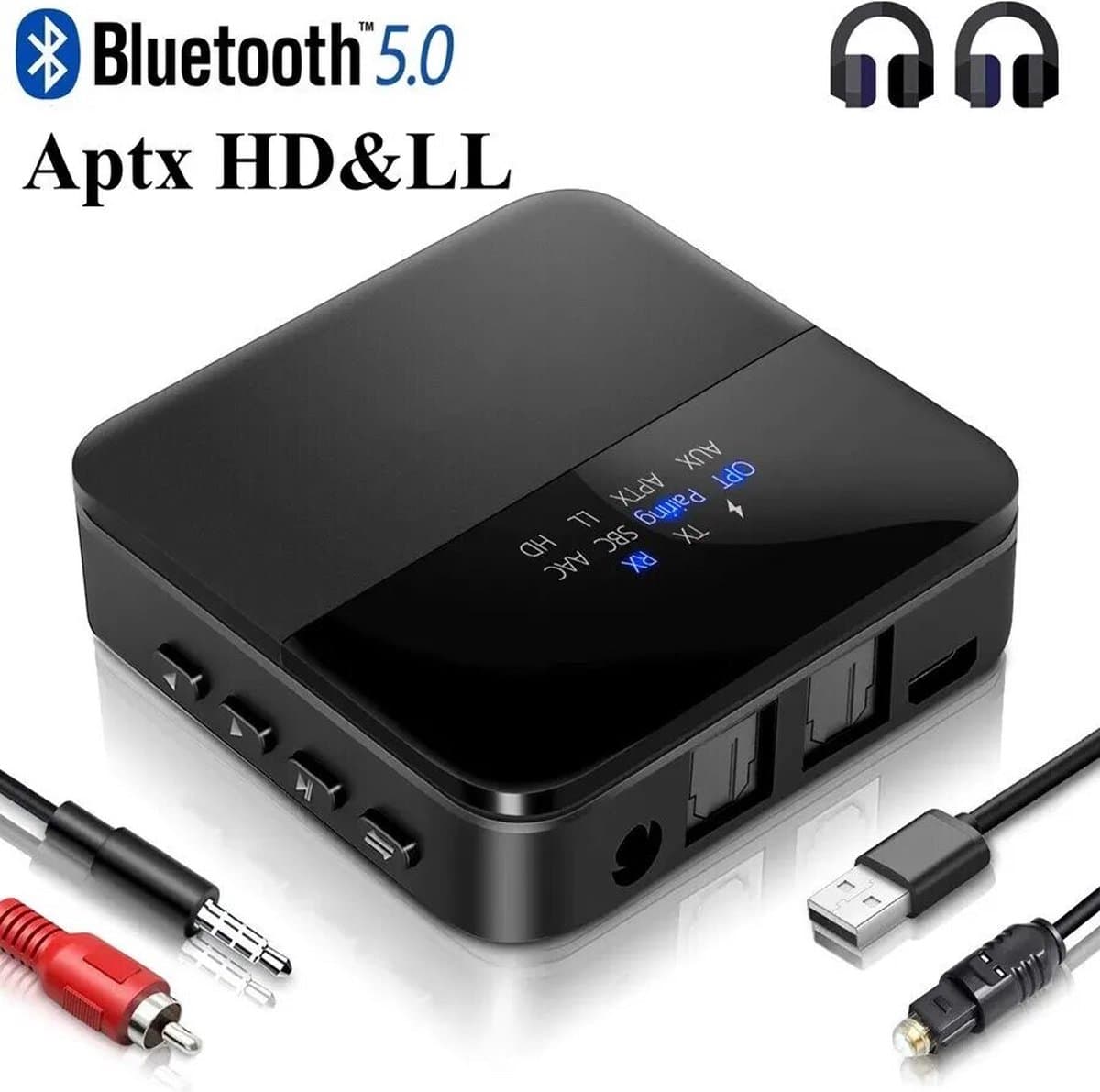 Bluetoolz® | BT-B 20 CE | Geen tot zeer geringe vertraging | High Res Audio Bluetooth 5.0 zender en ontvanger - met aptX-HD - Qualcomm CSR8675 MkII - Receiver Transmitter - 3.5MM Aux - optical in - optical uit - Bluetooth Adapter - Bluetooth via Aux — afbeelding 1