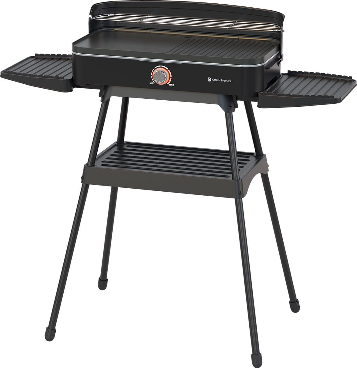 KitchenBrothers Elektrische BBQ - Staand en Tafelmodel Barbecue - Tafelbarbecue - Anti-aanbaklaag - 24x50cm Grilloppervlak - 2200W - Zwart — afbeelding 1