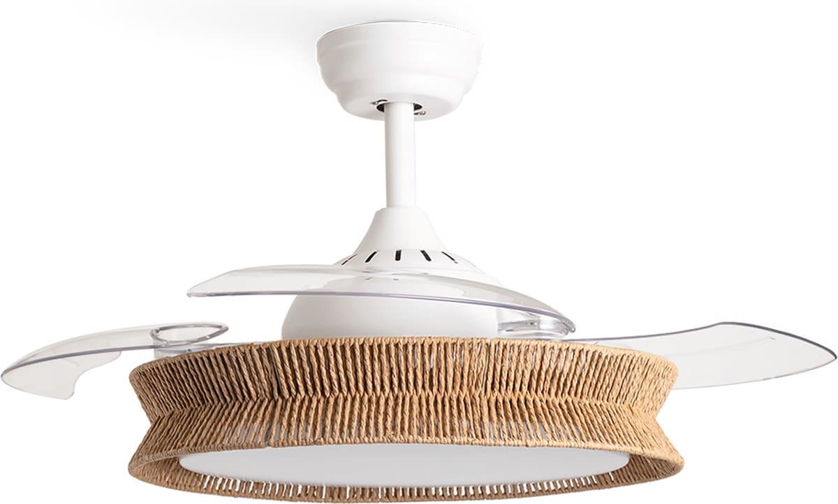 CREATE - Plafondventilator met Stil Licht 40W Ø107 cm - Rieten Afwerking - WIND CLEAR RATTAN — afbeelding 1