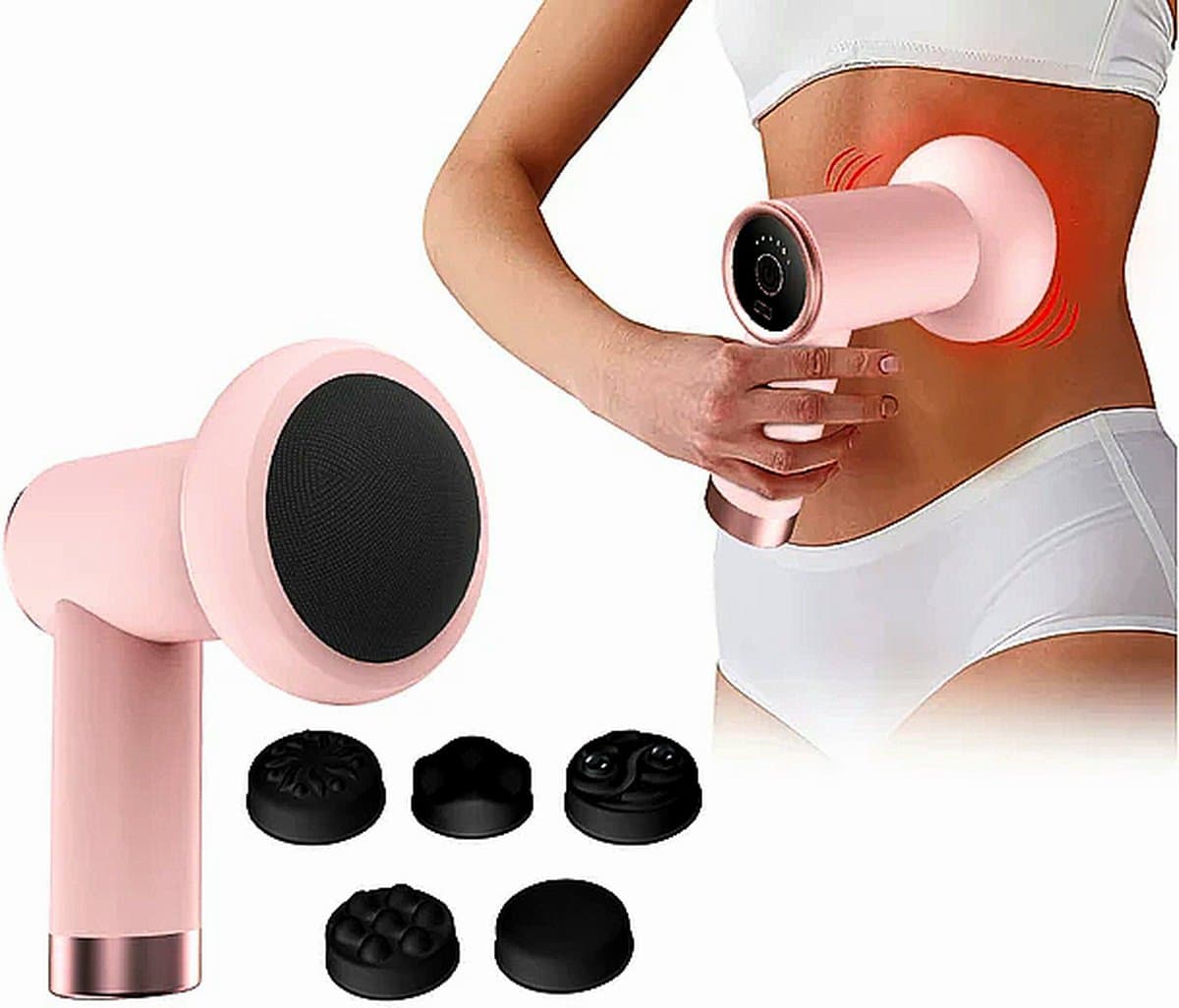 FineMart - Dieprollende Massage - Massage Pistool - Massage Apparaat - Cellulite Massage Apparaat - Oplaadbaar en Draadloos - Roze — afbeelding 1