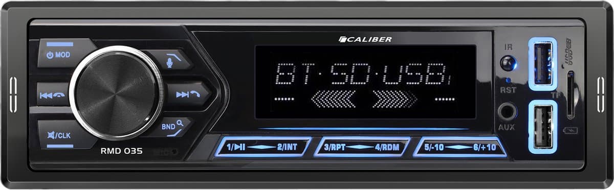 Caliber Autoradio met Bluetooth - Handsfree bellen - 1 din Autoradio - USB Oplaad poort - 4 x 55 Watt - Audio streamen - FM Radio (RMD035) — afbeelding 1