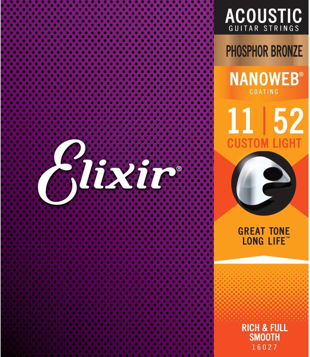 Elixir Strings NANOWEB - Akoestische Gitaarsnaren - Phosphor Bronze - Custom Light Gauge - 11-15-22-32-42-52 — afbeelding 1